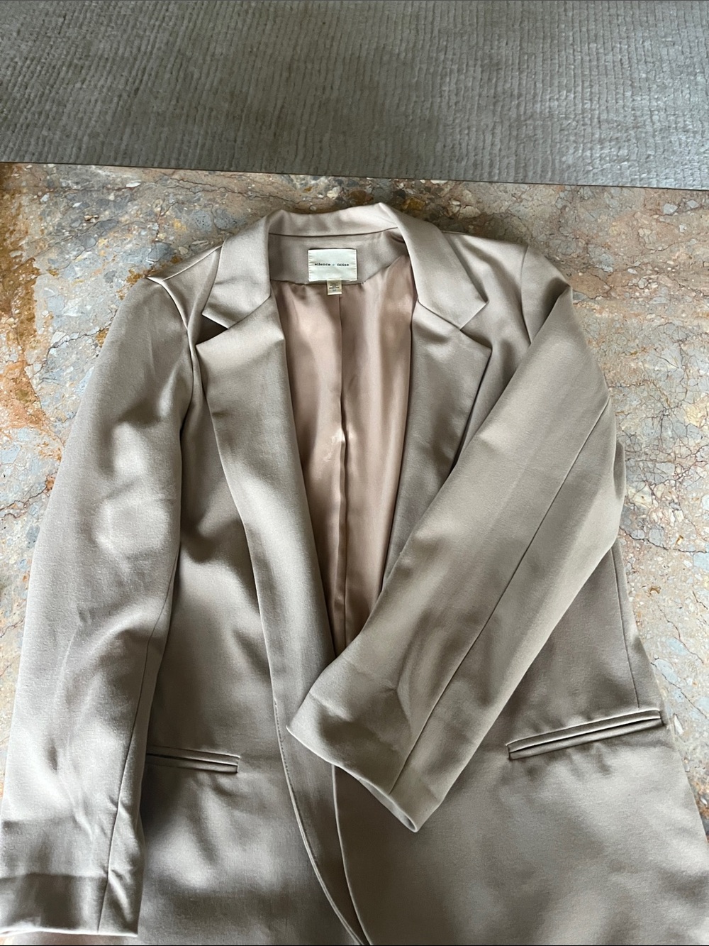 silence + noise Taupe Satin-Lined Blazer Jacket